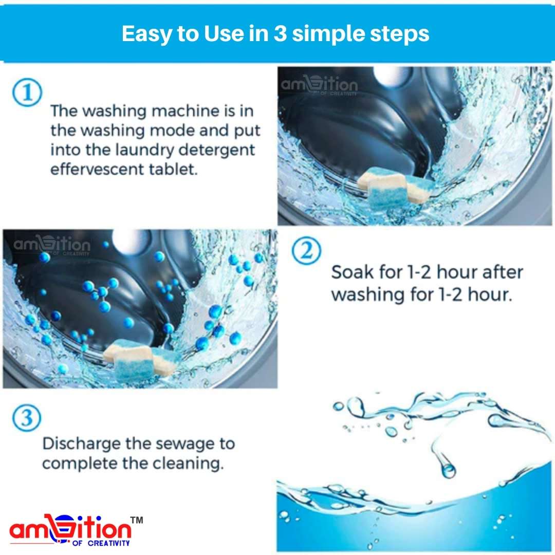 King O Clean™ - Washing Machine Deep Cleaning Tablets 3 Month Pack (Pack of 12)  with FREE Washing Machine Anti-Vibration Pad (Pack of 4)