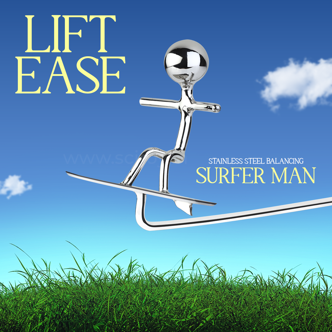 Stainless Steel Balancing Surfer man - Meditation, Entertainment, Office - Home Decorations & Gift.