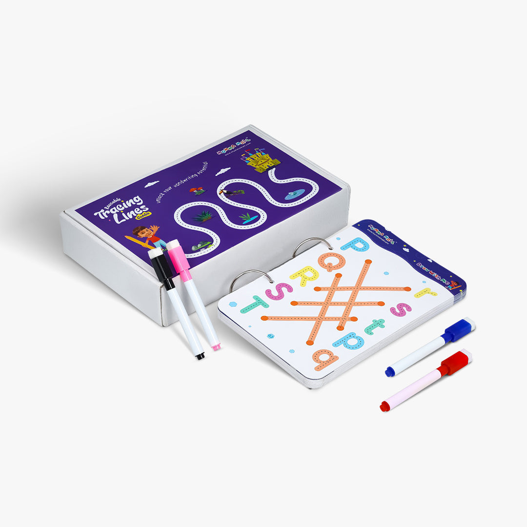 64 Pages Reusable Tracing Line book to improve HAND WRITING For 2+ Years kids + FREE 1 Magic Warm (FREE Learning 2000+ pages PDF worksheet for kids📚 )