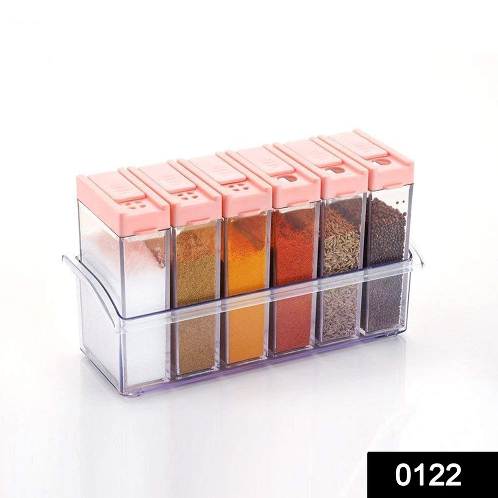ambitionofcreativity in plastic spice jars dispenser easy flow storage14x22x8cm multicolour set of 6