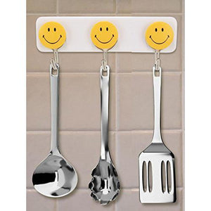 1111 self adhesive smiley face wall hooks pack of 3