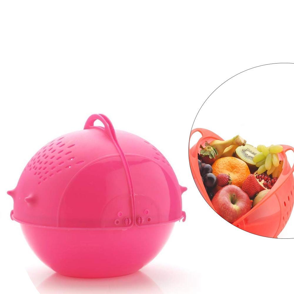 2145 ambitionofcreativity in plastic revolving multi functional rice vegetable fruit wash basket bowl multi colour