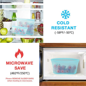 1176 reusable airtight seal storage freezer leak proof silicone food bag