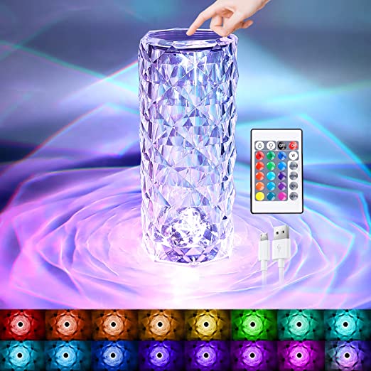 Crystal rose projection Touch Lamp with 16 colors