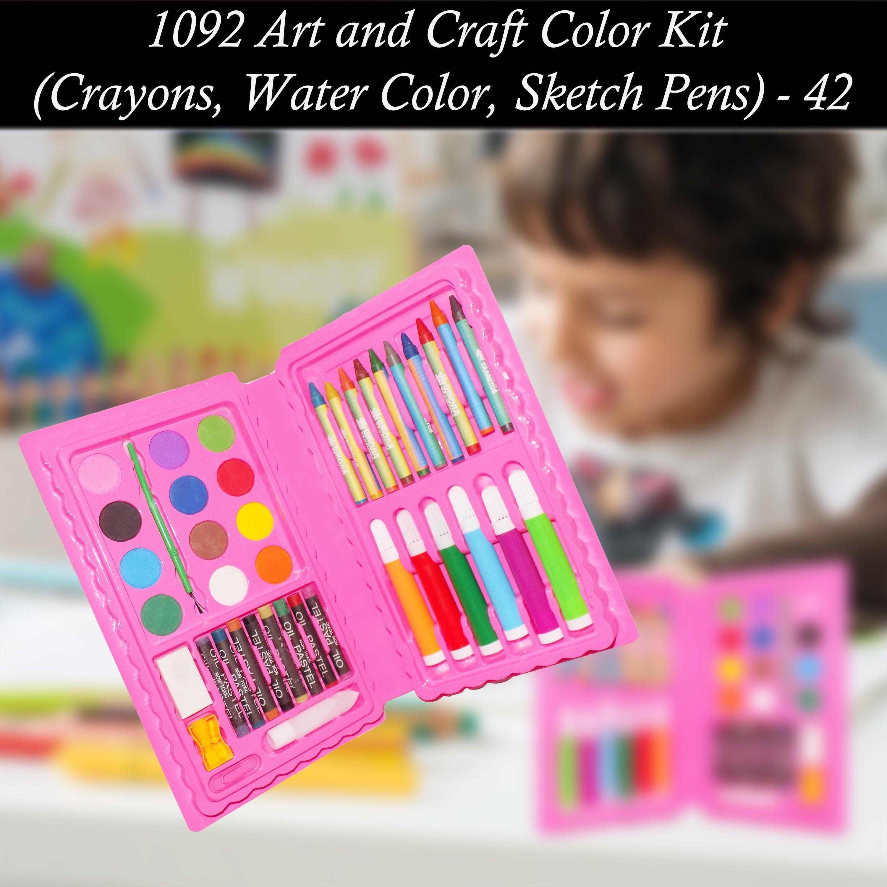 1092 art and craft color kit crayons water color sketch pens 42 pcs