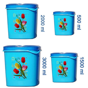 2239 container set for kitchen storage airtight food grade plastic pack of 4 3000ml 1500ml 1000ml 500ml