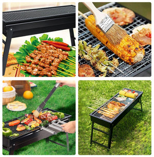 CHARCOAL BRIEFCASE STYLE PORTABLE FOLDING CHROMIUM STEEL BARBEQUE GRILL TOASTER BARBECUE