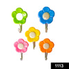 1113 plastic self adhesive flower shape hooks pack of 5