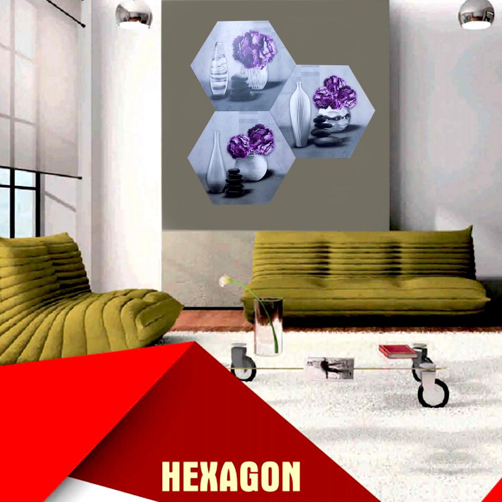 1140 hexagonal wall mount storage rack shelf for home decoration set of 3