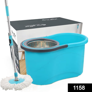 1158 heavy duty microfiber spin mop with plastic bucket multicolour