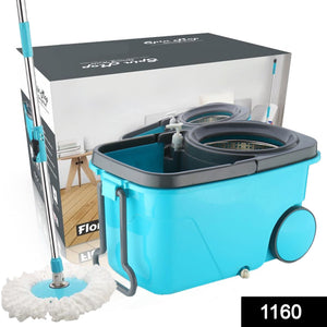 1160 heavy duty microfiber spin mop with plastic bucket multicolour