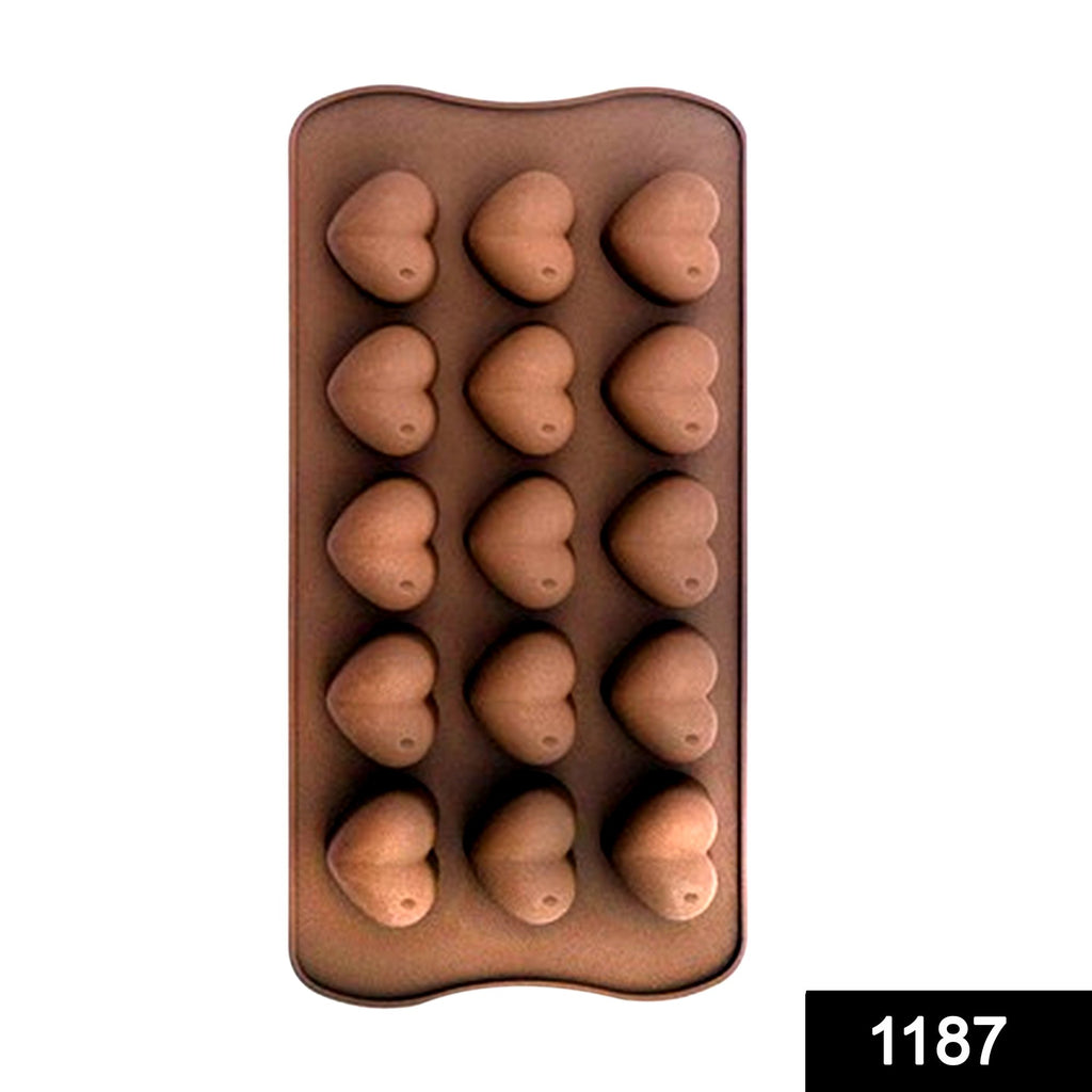 1187 food grade non stick reusable silicone heart shape 15 cavity chocolate molds baking trays