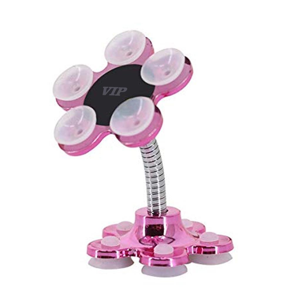 natation mini flower shape cellphone holder car mount sucker stand 360 rotatable multi angle phone metal magic suction cup mobile holder compatible with universal smartphones multicolored