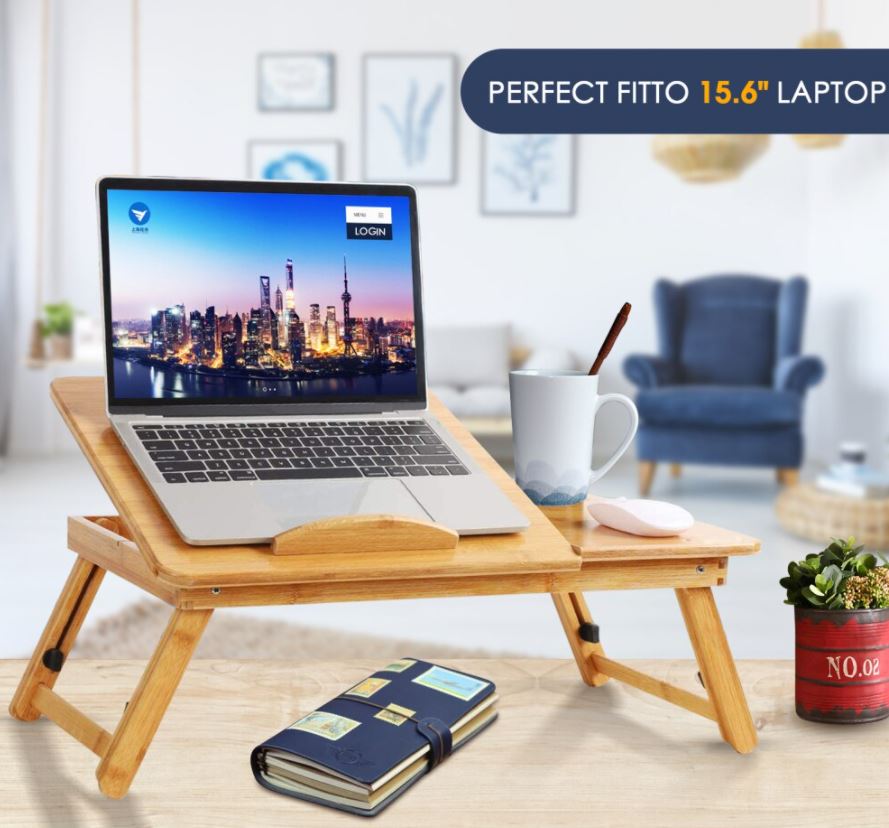 ADJUSTABLE AND WATER RESISTANT BAMBOO WOOD LAPTOP/STUDY TABLE WITH VENTILATION