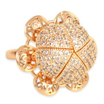 Gold-Plated & White AD-Studded Rotating Adjustable Finger Ring