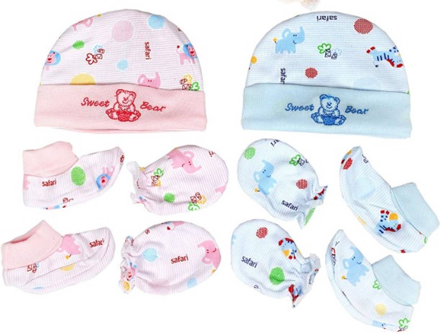 My Newborn Baby Cotton Mitten Sets with Cap and Booty (0-6month) Pack of 2