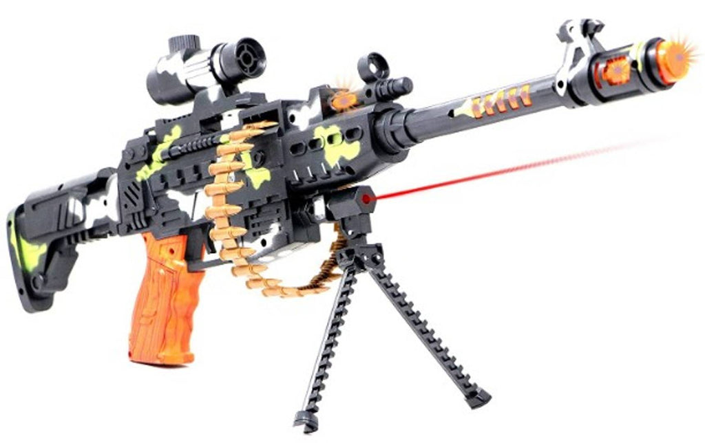 Toys 4 U 25" Musical Army Style Toy Gun for Kids with Music, Lights and Laser Light (Multi-Color)