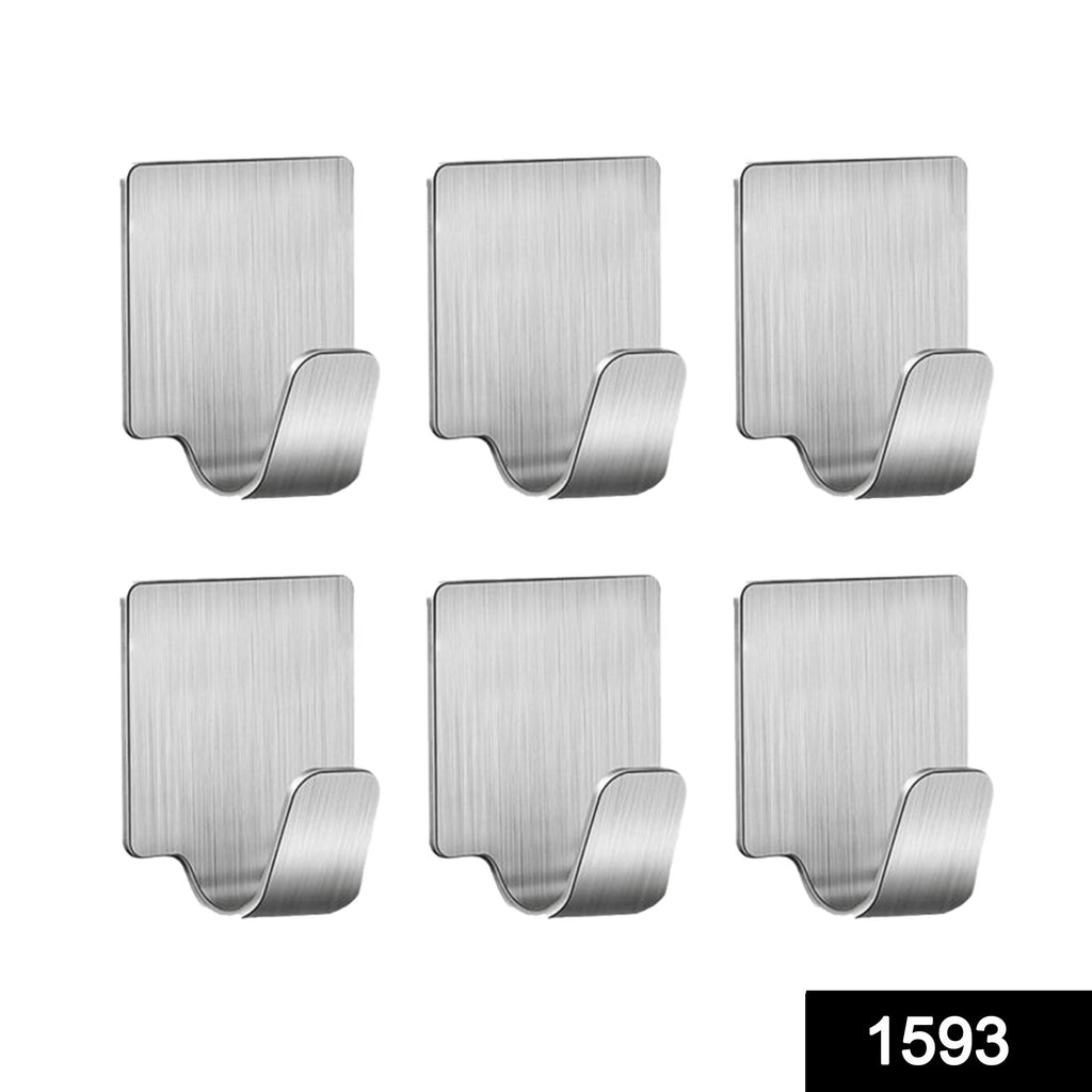 1370 multipurpose small rectangular stainless steel adhesive hooks set of 6