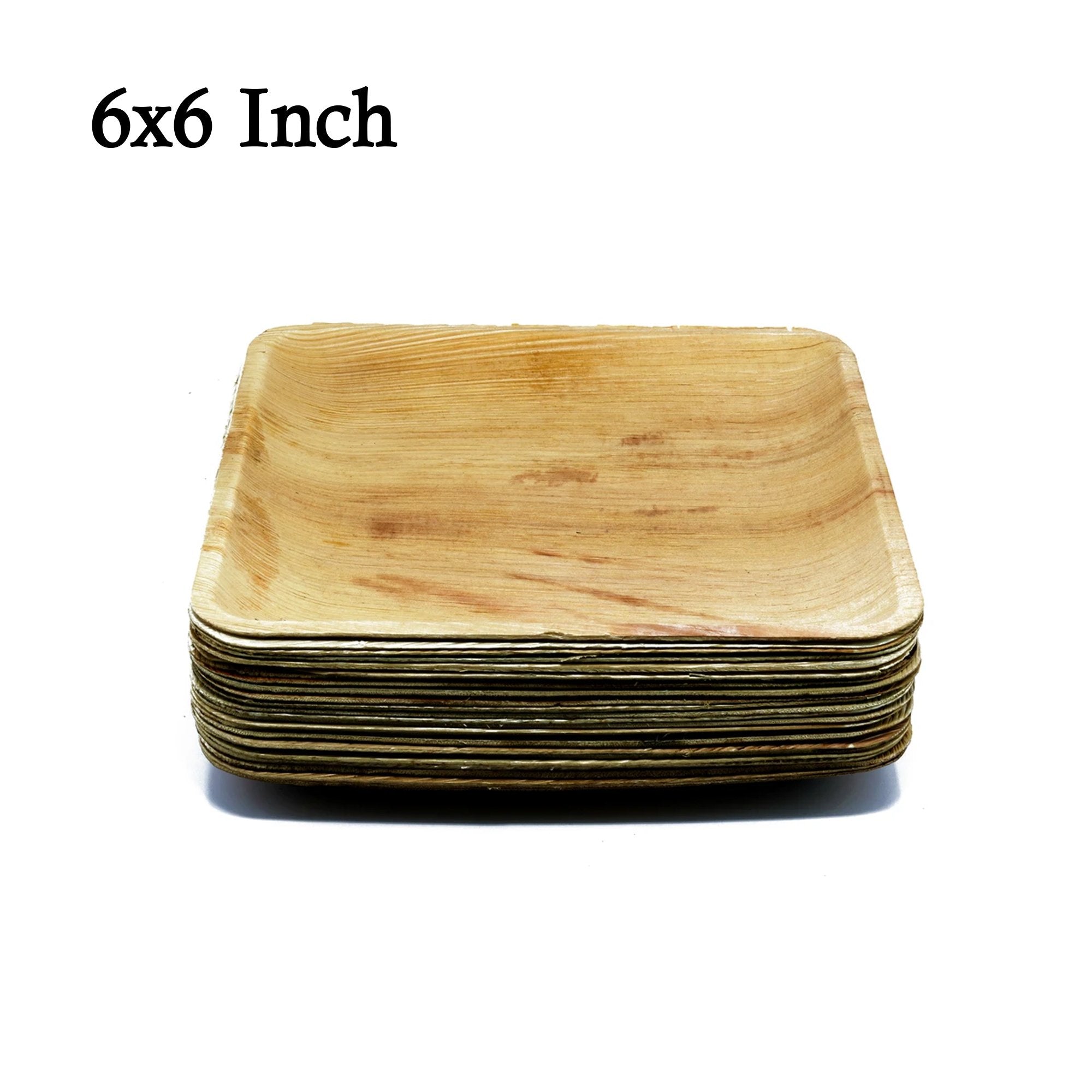 3214 disposable square eco friendly areca palm leaf plate 6x6 inch pack of 25