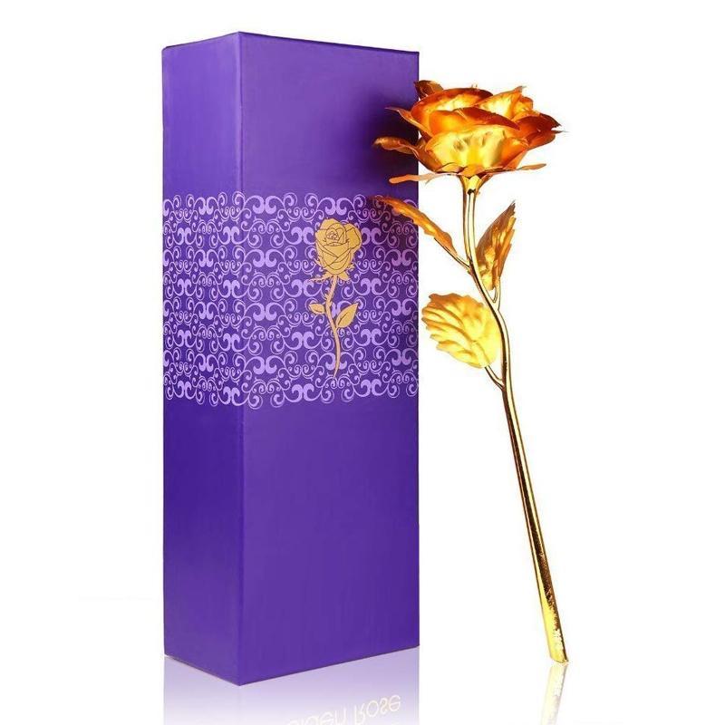 24k artificial golden rose with gift box 10 inches