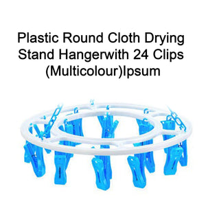 1367 plastic round cloth drying stand hanger with 24 clips multicolour