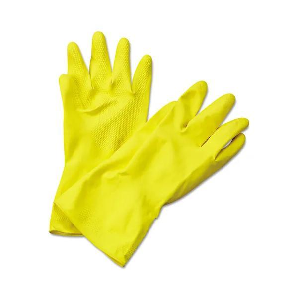 0681 - Flock Premium Reusable Rubber Hand Gloves (Yellow) - 1pc