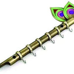 0497 brass flute and peacock key holder wall hanging