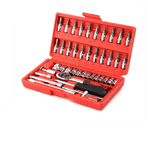 socket 1 4 inch combination repair tool kit red set of 46
