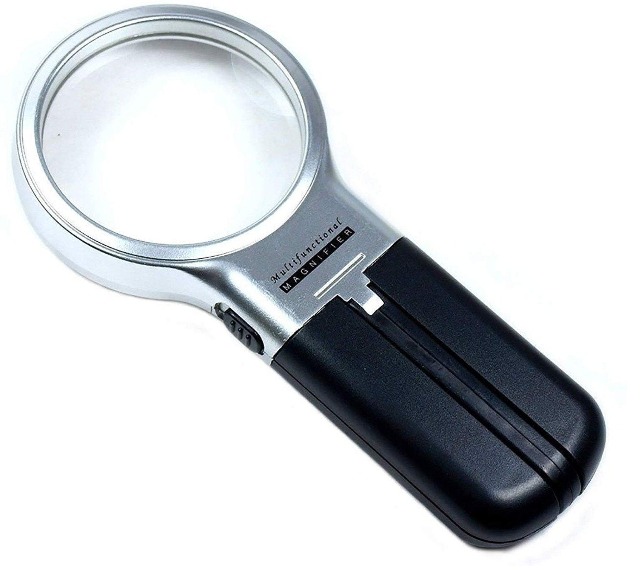 528 multifunctional 3 in 1 hand held folding lighted high powered magnifier glass with 3x zoom and 2 led lights