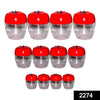 2274 air tight apple shape storage container 500 ml 800 ml and 1500 ml 4 pcs each size 12 pcs