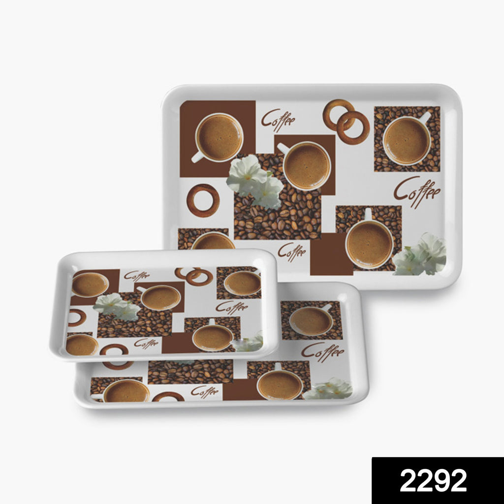 2292 serving tray set pack of 3 pcs small medium large multicolour