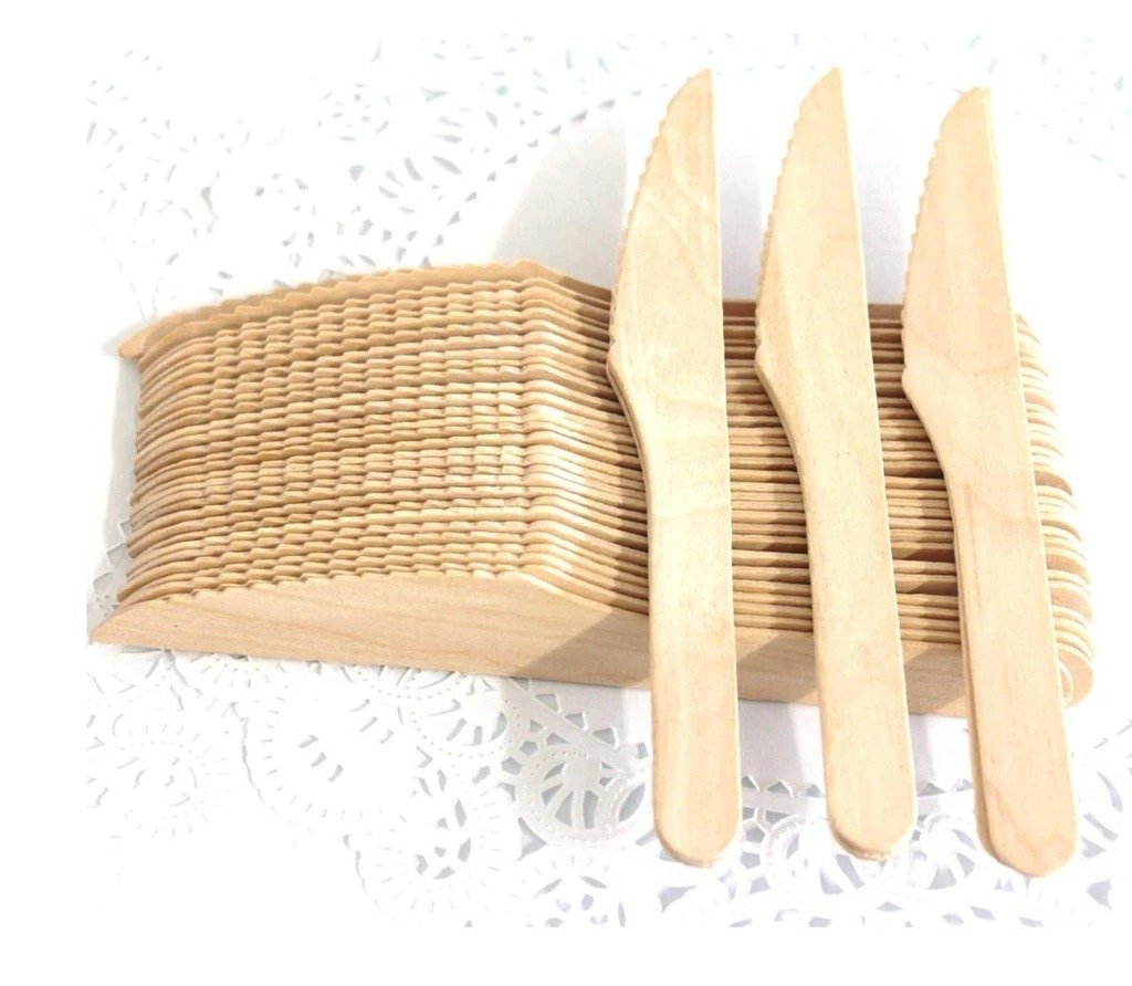 3225 disposable eco friendly wooden knifes pack of 100