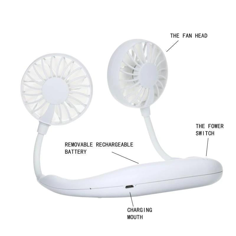 ambitionofcreativity in hand free personal fan portable usb battery rechargeable mini fan headphone design wearable neckband fan necklance fan cooler fan