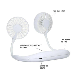 ambitionofcreativity in hand free personal fan portable usb battery rechargeable mini fan headphone design wearable neckband fan necklance fan cooler fan