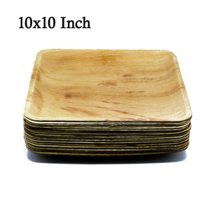 3214 disposable square eco friendly areca palm leaf plate 10x10 inch pack of 25