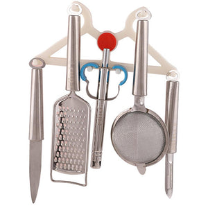 0724 5 in 1 kitchen combo stainless steel grater peeler kitchen lighter knife and strainer