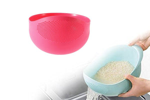081 multi function with integrated colander mixing bowl washing rice vegetable and fruits drainer bowl size 21x17x8 5cm