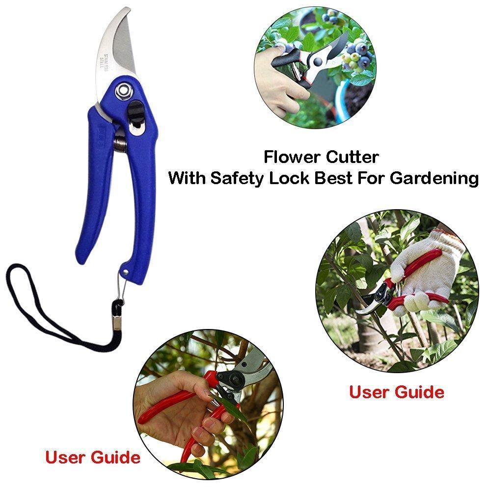 stainless steel gardening tool set with garden scissors pruning seeds flower cutter and grass cutter 18cm multicolour