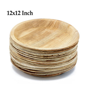 3207 disposable round shape eco friendly areca palm leaf plate 12x12 inch pack of 25