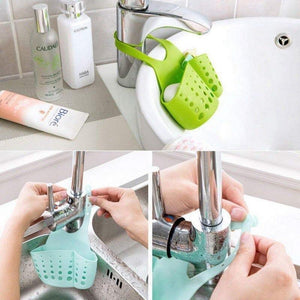 762 adjustable kitchen bathroom water drainage plastic basket bag with faucet sink caddy