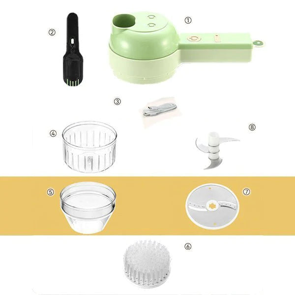 Portable 4 In 1 Electric Vegetable Cutter Set