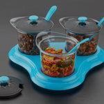 multipurpose dining set jar and tray holder chutneys pickles spices jar 3pc