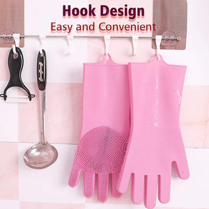 0714 Reusable Silicone Cleaning Brush Scrubber Gloves (rendomcolor)