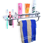 3259 stainless steel 3 in 1 multipurpose bathroom shelf rack towel rod tumbler holder with brush hanger bathroom accessories