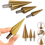 power tool 3x large hss steel step cone drill titanium bit set hole cutter 4 12 20 32mm