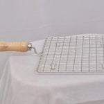 2086 kitchen square stainless steel roaster papad jali barbecue grill with wooden handle