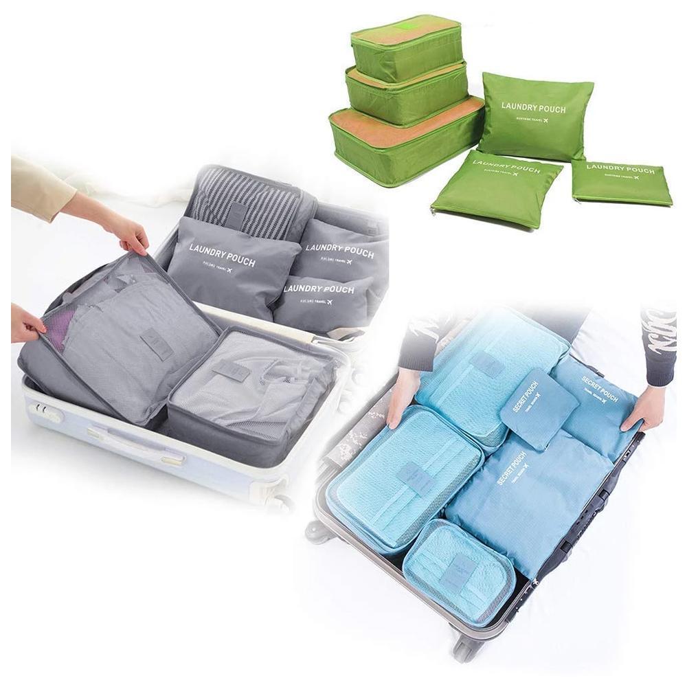 waterproof cubes travel packing luggage cloth organizer storage compression pouch laundry zipper bags 6 pcs set