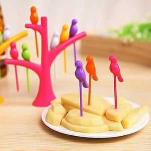 creative bird fruit snack dessert forks tree shape holder rack party home decor high life