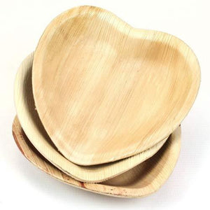3222 disposable heart shape eco friendly areca palm leaf plate 6x6 inch