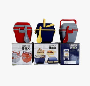 2144 airtight lunch box set of 3 compartment with handle push lock